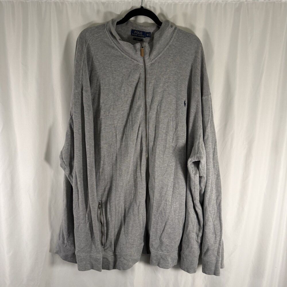Polo Ralph Lauren Sweater Mens 4XLT Grey Estate Rib 1/4 Zip Long Sleeve Pullover